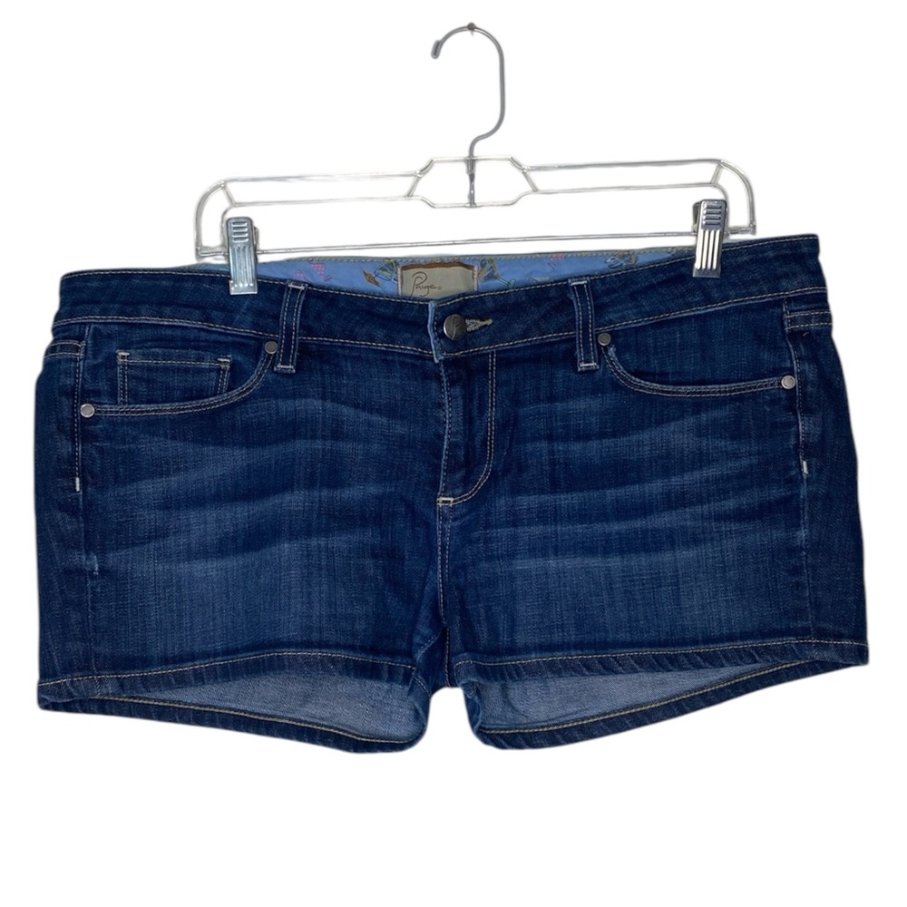 ✨VINTAGE LUX✨ Paige Blue Denim Shorts (98% Cotton) Beach Print Lined
